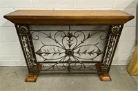 Ornate Console Table with Scrolled Metal Base