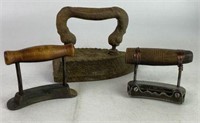 Antique Cast Iron Tolliker & Sad Irons & More