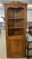Oak Corner Cabinet with Scallop Design