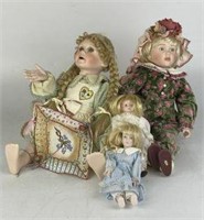 Vintage Porcelain Dolls, Lot of 4