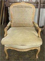 Chateau D'ax Cane Back Arm Chair with Upholstered