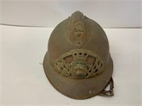 FRENCH 1920`S COPPER AND BRASS FIREMANS HELMET