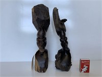 PAIR OF AFRICAN EBONY STATUES - 28CM HIGH