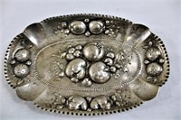 Oval sterling silver dish w/ fruit