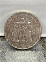 50 FRANCS REPUBLIC OF FRANCE 1974 SILVER COIN