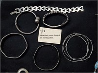 8 old silver bracelets sterling 925 Taxco etc
