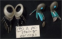 2 pair sterling silver Navajo old pawn earrings