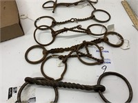 6 Antique Snaffle Bits, Hand Forged,