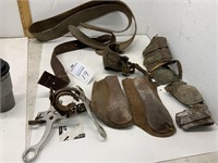 Assorted Horse Tack, Bit, Leather Leg Boots,