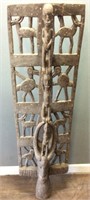 ANTIQUE AFRICAN TRIBAL HAND CARVED TOTEM POLE