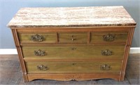 MID CENTURY MARBLE TOP CHEST OF DRAWERS