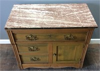 MID CENTURY MARBLE TOP 4 DRAWER CHEST