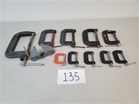 Assorted C-Clamps and Small Vise