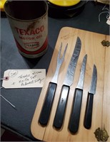 Texaco advertising premium knife set + oil can