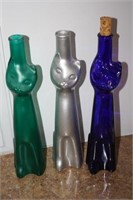 3 Collectable German Made Cat Wine Bottles