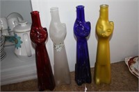 4 Collectable German Made Cat Wine Bottles