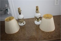2 Hobnail Milkglass Lamps
