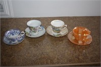 4 Cups & Saucers Including Fire King