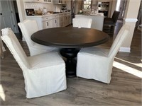 PEDESTAL DINING TABLE W/ 4 CHAIRS