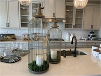 2PC DECO BIRD CAGES W/ CANDLES & DRIEDS