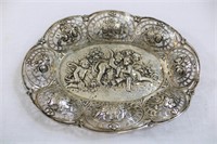 Oval sterling silver dish w/ cherubs