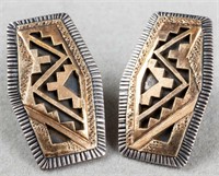 Peter Nelson Navajo 14K Gold & Silver Earrings