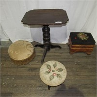 Table And (3) Foot Stools