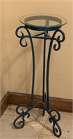 Rod iron glass top plant stand