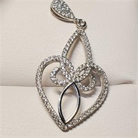 $200 Silver Heart Shape Pendent With Cz Pendant