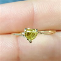 Certified 10K  Fancy Yellow Diamond With Heart Sha