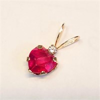 $800 14K  Ruby(0.5ct) Diamond(0.01ct) Pendant