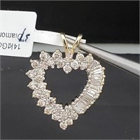 $10000 14K  Heart Shape Diamond(1.65ct) Pendant