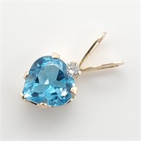 $600 14K  Blue Topaz(0.4ct) Diamond(0.01ct) Pendan