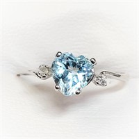 $800 10K  Blue Topaz(0.9ct) Diamond(0.03ct) Ring