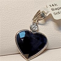 $1000 14K  Very Intense Blue Sapphire(5ct) Pendant