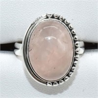 $200 Silver Rose Quartz(12.6ct) Ring