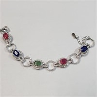 $1000 Silver Sapp,Emerald,Ruby(8ct) Bracelet