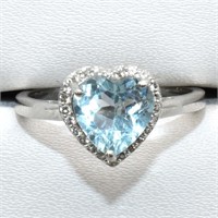 $200 Silver Blue Topaz Cz(2.45ct) Ring
