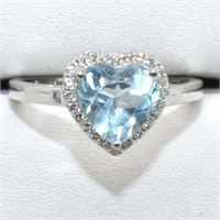$200 Silver Blue Topaz Cz(2.45ct) Ring