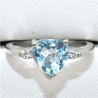 $200 Silver Blue Topaz(1.35ct) Ring