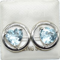 $200 Silver Blue Topaz (2.5ct) Earrings