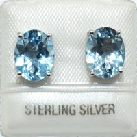 $120 Silver Blue Topaz(2.95ct) Earrings
