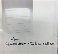 New Tvilum White 3 Drawer Dresser