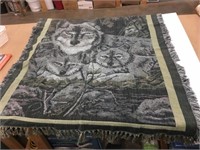45x48" Fringed Edge Wolf Print Blanket