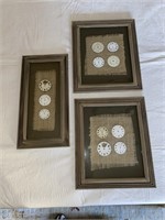 Framed Clock Flace Art Pieces (qty. 3)