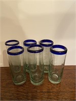 Blue-Rimmed Water Glasses (qty. 6)