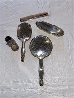 Silver Mirror, Brush Set, Engraveable Baby Shoe