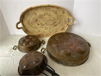Copper Egg Pans and Straw Basket
