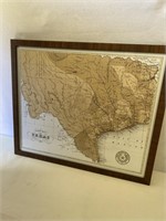 Framed 1846 Texas Map (25" x 22")