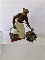 Small Monkey Statue with Vase (4" tall)